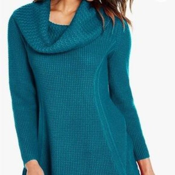 New Lake Blue Basic Turtleneck Knit Sweater - Picture 1 of 4